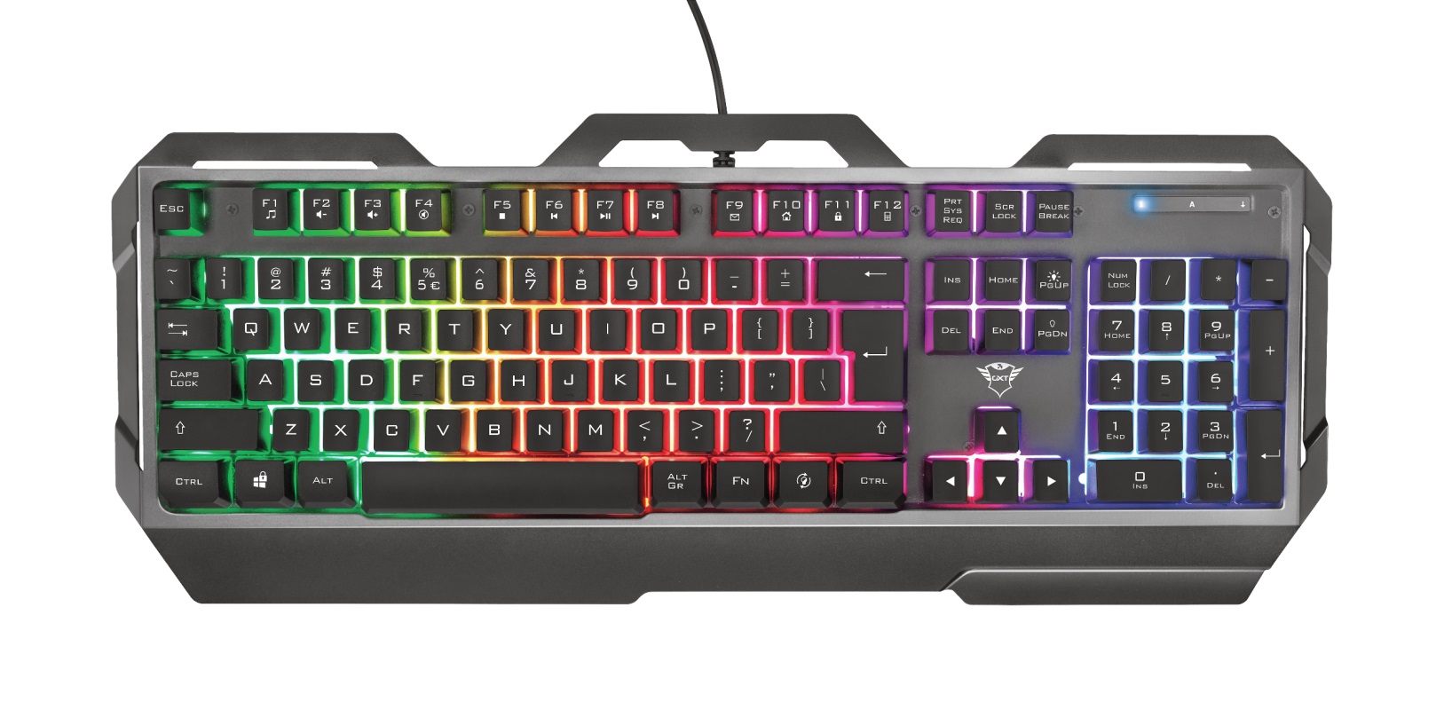 Trust Gaming GXT 856 TORAC, SGaming keyboard with metal top plate and multicolour illumination Backlight (RGB), US, 1.8m, USB, Black photo 1