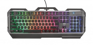 Trust Gaming GXT 856 TORAC, SGaming keyboard with metal top plate and multicolour illumination Backlight (RGB), US, 1.8m, USB, Black