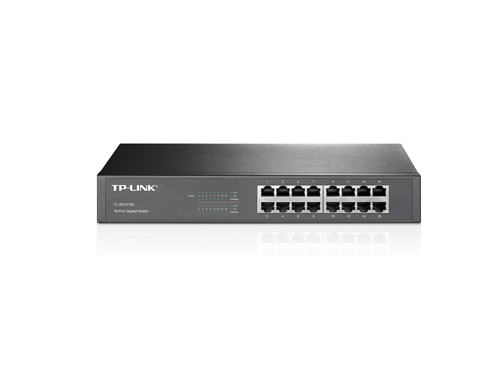 Коммутатор TP-LINK TL-SG1016D / 16 port / Gigabit / RJ45 / 13-inch rack-mountable steel case photo 1