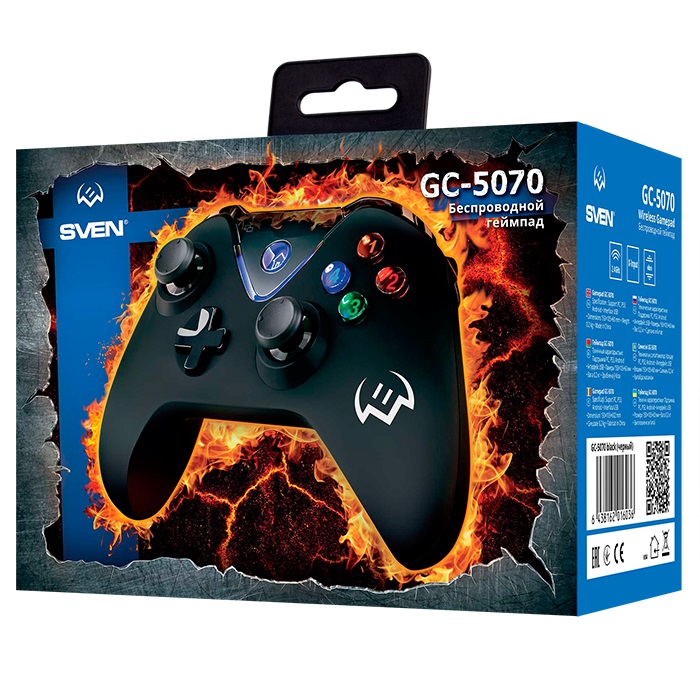 SVEN GC-5070 Wireless Gamepad, Windows, Android, PS3, 2 mini joysticks and 11 buttons, USB, Black photo 4