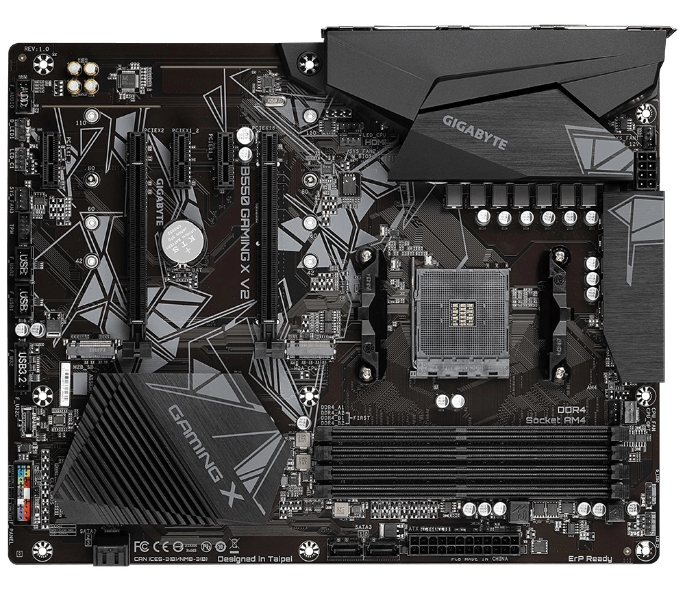 GIGABYTE B550 GAMING X V2, Socket AM4, AMD B550, 13Phases, Dual 4xDDR4-4733, APU AMD graphics, HDMI, DVI, 2xPCIe 4.0 X16, 4xSATA3, RAID, 2xM.2PCIe 4.0, 3xPCIeX1, ALC887 HDA, GbE LAN, 1xUSB3.2 Gen2, 5xUSB3.2 +1xUSB-C, RGB Fusion 2.0, ATX