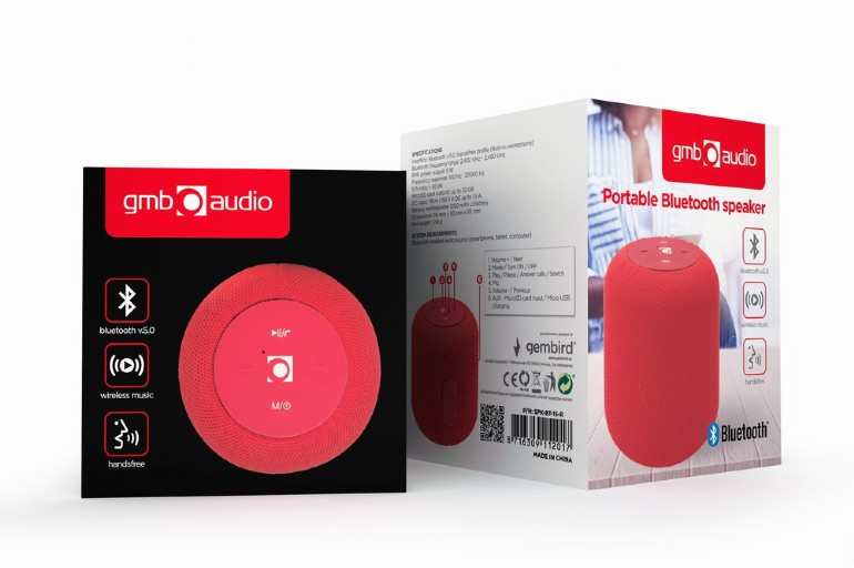 Boxa portabila Gembird SPK-BT-15-R, Red / 5W / Bluetooth / USB / microSD / 1200 mAh photo 2