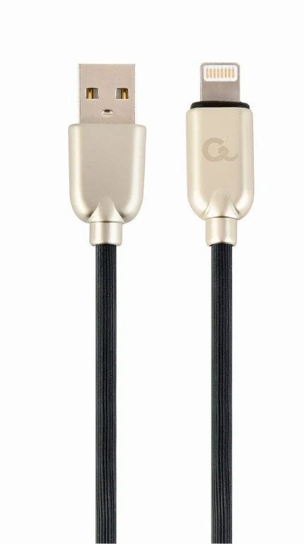 Cable USB2.0/ 8-pin (Lightning)  - 2m - Cablexpert CC-USB2R-AMLM-2M, Premium rubber 8-pin charging and data cable, 2 m, black