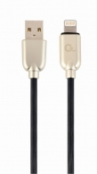 Cable USB2.0/ 8-pin (Lightning)  - 2m - Cablexpert CC-USB2R-AMLM-2M, Premium rubber 8-pin charging and data cable, 2 m, black thumbnav 1