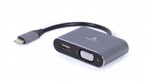 Adaptor Gembird A-USB3C-HDMIVGA-01 / USB Type-C to HDMI + VGA display adapter, space grey thumbnav 1