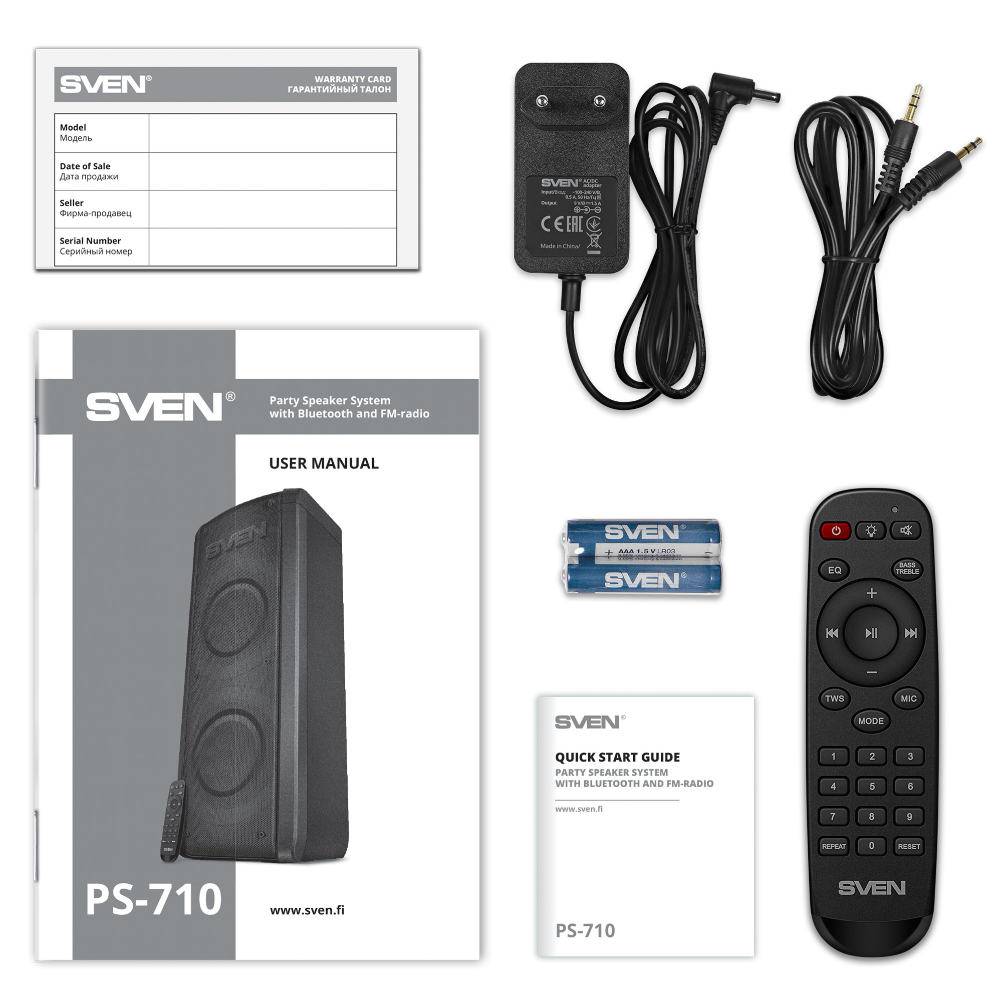 Портативная Колонка SVEN PS-710 Black / 100W / Bluetooth / NFC / FM tuner / USB / microSD photo 9