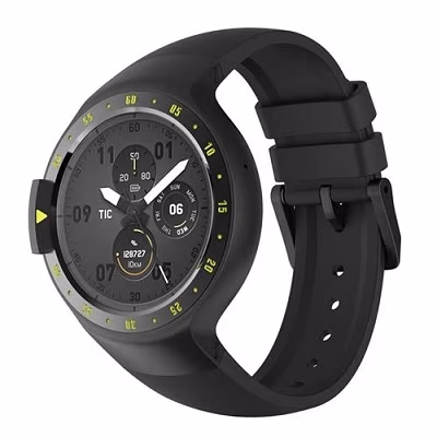 Ticwatch S by Mobvoi, Knight Black, 1.4" OLED Touch Display, Wear OS by Google, 512MB/4GB, GPS, Time, Mic/Speaker for incoming calls, Heart Rate, Steps, Alarm, Distance Display, Average Daily Steps, Weather, Notifications, IP67, 48Hrs+, BT4.1, 45.5g 