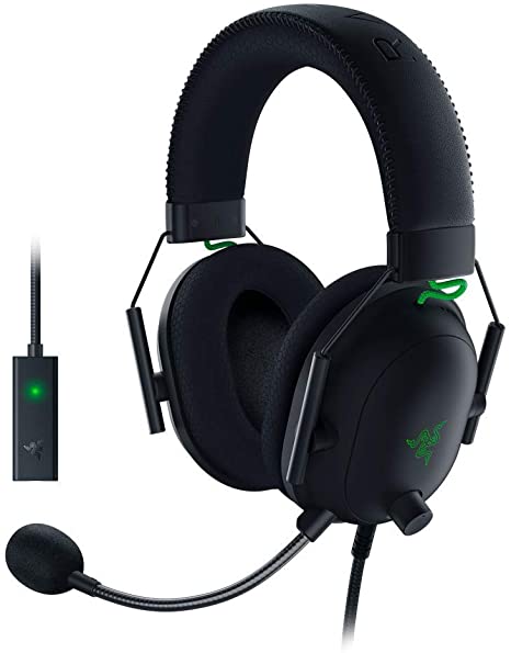 RAZER BlackShark V2 Gaming Headset, HyperClear Cardioid Mic with USB Sound Card, 50mm neodymium driver units, Ultra-soft FlowKnit memory foam ear cushions, Connectivity – 3.5mm jack + USB sound card, THX Spatial Audio, Black photo 1