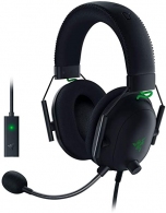 RAZER BlackShark V2 Gaming Headset, HyperClear Cardioid Mic with USB Sound Card, 50mm neodymium driver units, Ultra-soft FlowKnit memory foam ear cushions, Connectivity – 3.5mm jack + USB sound card, THX Spatial Audio, Black thumbnav 1