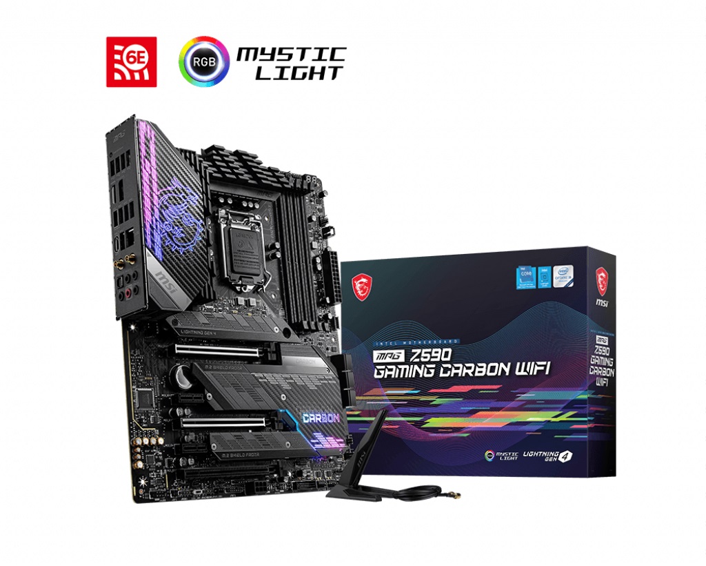 MSI MPG Z590 GAMING CARBON WIFI, Socket 1200, Intel® Z590 (11/10thGenCPU), 16+2Phases, Dual 4xDDR4-5333, CPU Intel iGPU, HDMI, DP, 3xPCIeX16 4.0, 6xSATA3, RAID, 3xM.2 4.0, 2xPCIeX1, ALC4080, SPDIF, 2.5GbE LAN, WiFi6/BT, 5xUSB3.2 Gen2 (Type-C+A), 4xUSB3.2, photo 1