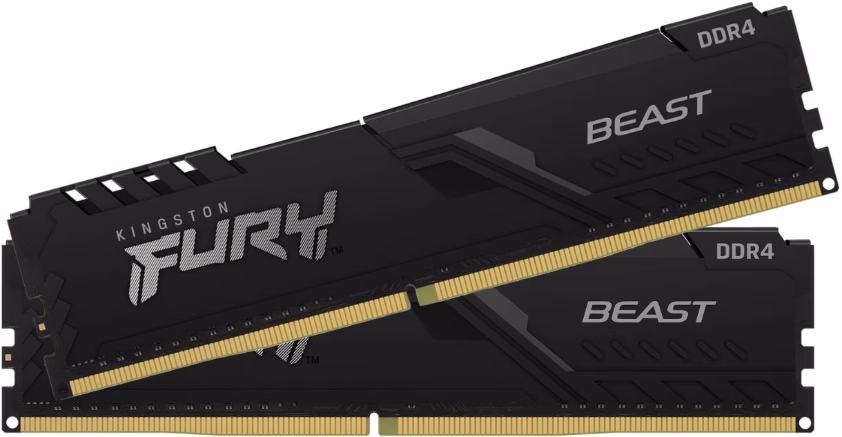 16GB (Kit of 2*8GB) DDR4-3000 Kingston FURY® Beast DDR4, PC24000, CL15, 1.35V, Auto-overclocking, Asymmetric BLACK low-profile heat spreader, Intel XMP Ready (Extreme Memory Profiles)