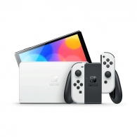 Portable Game Console  Nintendo Switch OLED Model, 64GB, White, 7" Oled screen, Three modes: Handheld / TV / Tabletop, Wide and Adjustable stand, Built-in wired LAN port in dock-station thumbnav 1