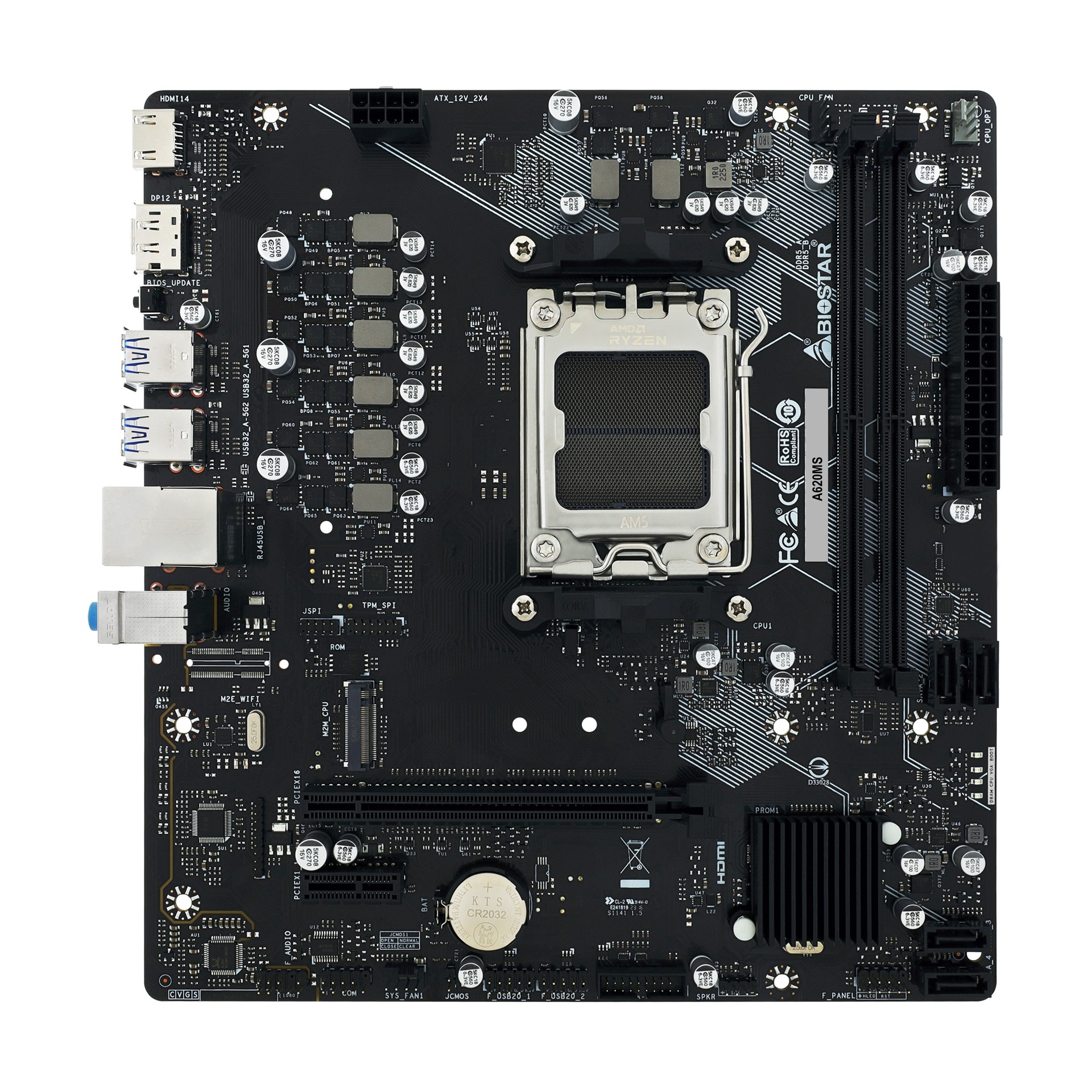 Материнская плата BIOSTAR A620MS / AM5 / A620 / DDR5 / mATX photo 2