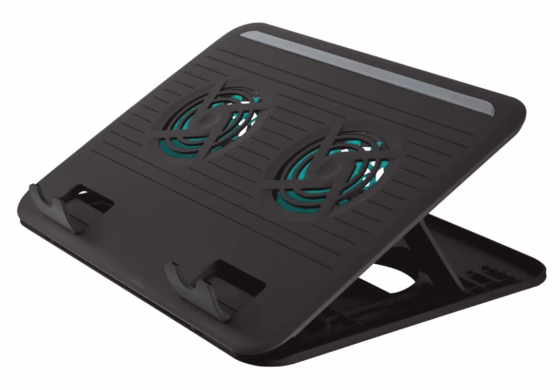 Trust  Cyclone, Notebook Cooling Pad up to 16”, 2 silent cooling fans, 8 step height-adjustable, Black 