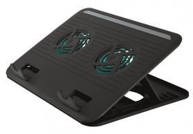 Trust  Cyclone, Notebook Cooling Pad up to 16”, 2 silent cooling fans, 8 step height-adjustable, Black thumbnav 1