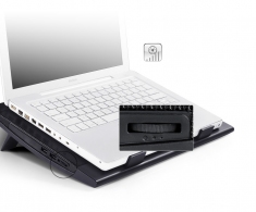 DEEPCOOL ”WIND PAL FS”, Notebook Cooling Pad up to 15.6”, 2 fan - 140mm  with fan speed control button, 700-1200rpm, <21.5~26.5 dBA, 115CFM, 2 viewing angles adjustable, 2x USB ports, Portable & slim design, Metal Mesh Panel, Black thumbnav 3