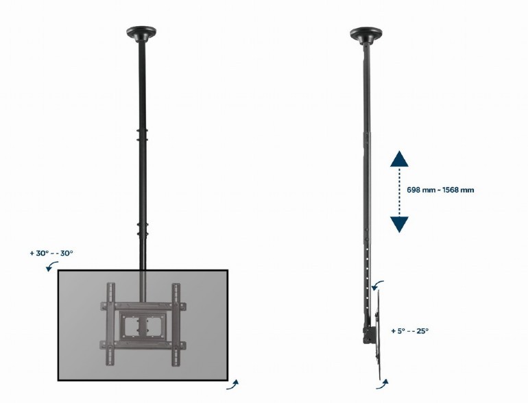 Suport TV de tavan pentru 37-70” Gembird  CM-70ST-01, Black photo 7