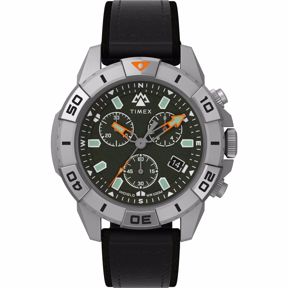 Expedition North® Ridge Chronograph 42mm Eco-Friendly Leather Strap Watch TW2W16100