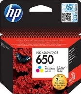 HP 650 (CZ102AE) Tri-Colour Ink Cartridge for DeskJet 2515/3515 AiO, 200 p.