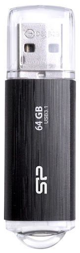 64GB USB3.2 Silicon Power Blaze B02 Black, Strap-hole Design with cap to protect USB connector (Read 45 MByte/s, Write 20 MByte/s) photo 1