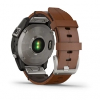 Garmin Fenix 7 Sapphire Solar Titanium with Chestnut Leather Band (includes graphite silicone band) thumbnav 2