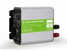 EnerGenie EG-PWC300-01, 12 V Car power inverter, 300 W, with USB port / 5V-2.1A, LED indicator, Input: 10-16 VDC (accumulator directly) - Output: 230 VAC +/- 10% at 50 Hz (+/-3Hz), modified sine wave