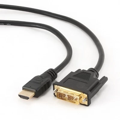 Cable HDMI-DVI - 1.8m - Cablexpert - CC-HDMI-DVI-6, 1.8 m, HDMI to DVI 18+1pin single link,  male-male, Black cable with gold-plated connectors, Bulk