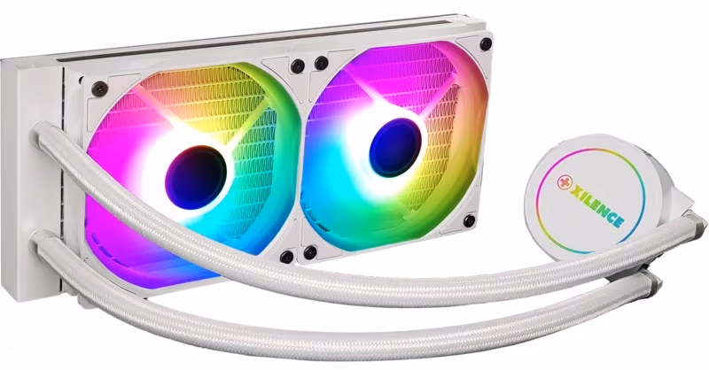 XILENCE Liquid Cooler (XC974) ”LiQuRizer 240.W.ARGB” Performance A+  Intel Socket LGA1700/2066/2011/115x/1200 & AMD: AM4/AM5, up to 300W, 2x ARGB TF120 fans:120x120x25mm, PWM fans: 500-1500rpm, 18.0-32.2 dBA, 68.2CFM, pump: 2100rpm, LED lit Pump Head w/RG