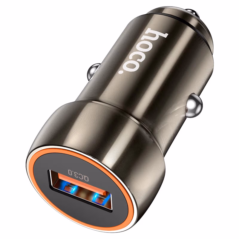USB автомобильное зарядное устройство HOCO Z46 Blue shield / 1 x USB / Total output: 38W / up to PD3.0 / QC3.0 / Black 