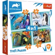 Trefl Puzzles 34382 - 4in1 Discovery Animal Planet