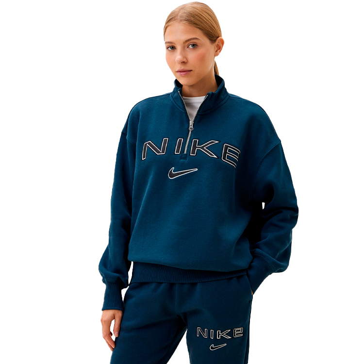Hanorac Nike W NSW PHNX FLC OS LOGO QZ L Albastru Femei photo 2
