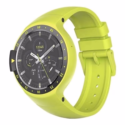 Ticwatch S by Mobvoi, Auora Yellow, 1.4" OLED Touch Display, Wear OS by Google, 512MB/4GB, GPS, Time, Mic/Speaker for incoming calls, Heart Rate, Steps, Alarm, Distance Display, Average Daily Steps, Weather, Notifications, IP67, 48Hrs+, BT4.1, 45.5g 