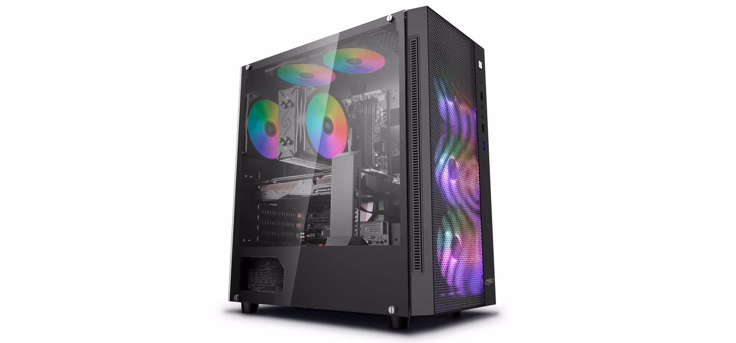 Корпус DEEPCOOL MATREXX 55 MESH ADD-RGB 4F / w/oPSU / Side panel / 4x120mm ADD-RGB fans / ATX / Black 