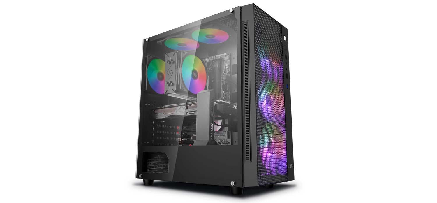 Корпус DEEPCOOL MATREXX 55 MESH ADD-RGB 4F / w/oPSU / Side panel / 4x120mm ADD-RGB fans / ATX / Black photo 1