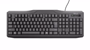 Trust ClassicLine Keyboard, water protection, RU, USB, 1.8m, Black
