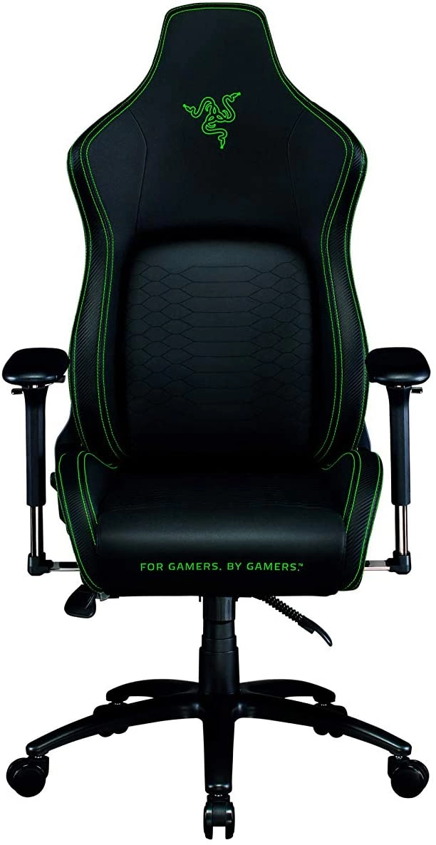 Razer Gaming Chair Iskur, Class 4 gas lift,  Armrest with comfortable cushions, 5-star metal powder coated, Tilting seat with locking possibility, Recommended Size: (170 – 190cm), < 136kg, Black /Green