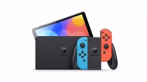 Portable Game Console  Nintendo Switch OLED Model, 64GB, Neon Blue and Neon Red, 7