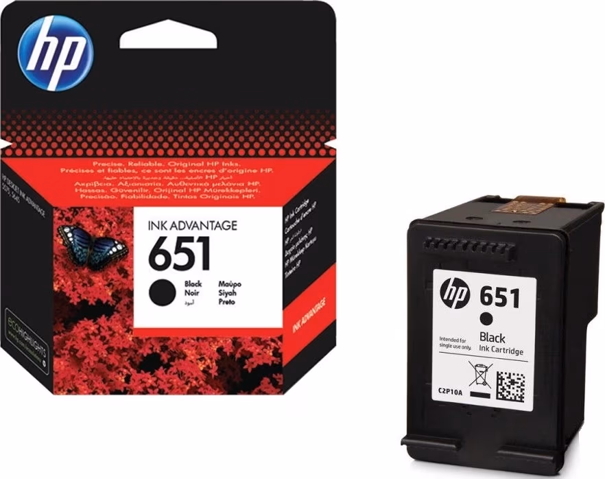 HP 651 (C2P10AE) Black Ink Cart for HP Deskjet Ink Advantage 5575 , HP DeskJet Ink Advantage 5645, 600p.