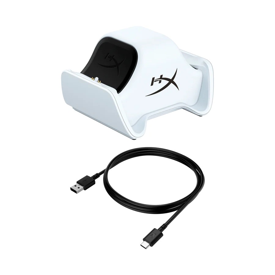 HyperX ChargePlay Duo Controller Charging Station for PS5, White, Quickly charges 2 x Dualsense via EXT port, 3-Level battery indicators display charging status, Convenient and secure docking with stable design photo 5