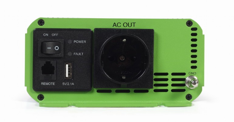 EnerGenie EG-PWC-PS1000-01, 12 V Pure sine wave car DC-AC power inverter, 1000 W, with USB port / 5V-2.1A,  Input: 10-16 VDC (accumulator directly) - Output: 230 VAC +/- 10% at 50 Hz (+/-1Hz), pure sine wave, THD < 3%, 90% efficiency photo 5