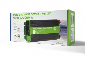 EnerGenie EG-PWC-PS1000-01, 12 V Pure sine wave car DC-AC power inverter, 1000 W, with USB port / 5V-2.1A,  Input: 10-16 VDC (accumulator directly) - Output: 230 VAC +/- 10% at 50 Hz (+/-1Hz), pure sine wave, THD < 3%, 90% efficiency thumbnav 8