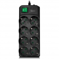 Surge Protector SVEN SF-08E-16, 8 Sockets, Children protection, 1.8m, ABS plastic, Black thumbnav 2