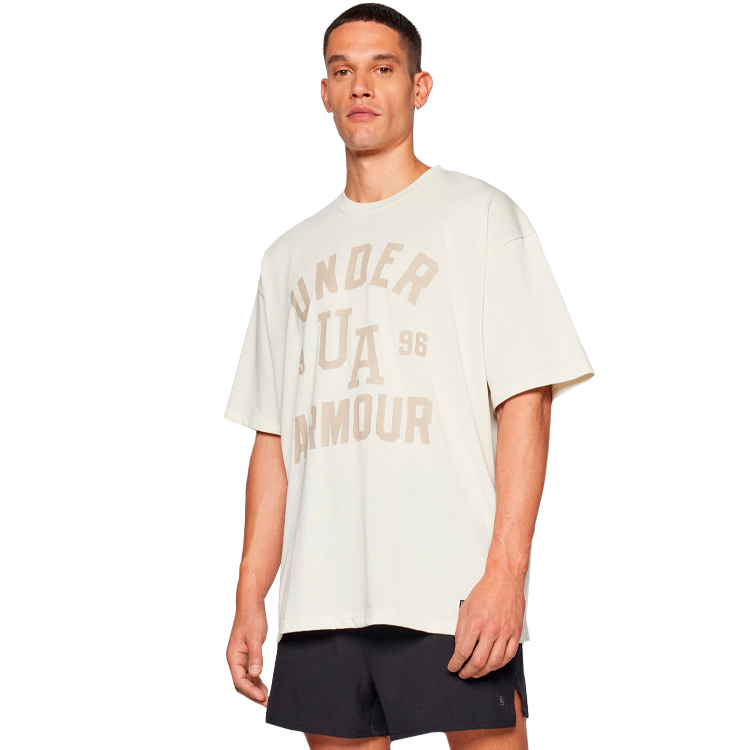 Tricou bărbătesc Under Armour UA M HW VARSITY OS SS L Bej photo 2