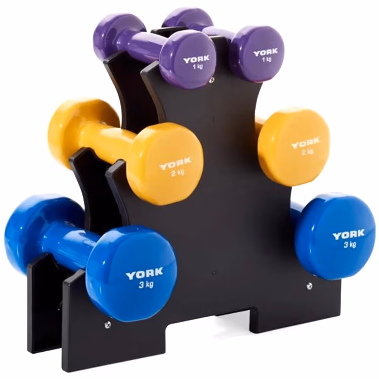 Набор гантелей 12 кг YORK Vinyl Dipped Dumbbell Set with Stand