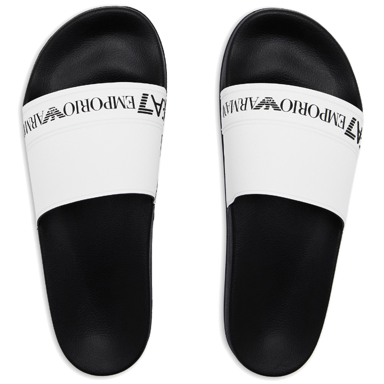 Slapi EA7 EMPORIO ARMANI WATER SPORTS TAPE SLIDE U TEXT pt Femei / 37 / Negru-alb photo 4