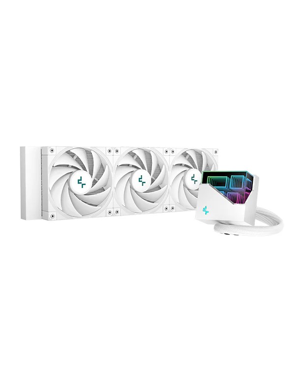 DEEPCOOL Liquid Cooler  "LT720 WH", 360mm radiator, Anti-Leak Technology, LGA2066/2011/1700/1200/1151/1150/1155 & AM5/AM4/sTRX4, up to 300W, 3x120mm PWM LED FK120  fans, ARGB LED lighting cap, fans: 500~2250rpm, 17.6~32.9dBA, 85.85CFM, 4 pin, pump: 3100rp photo 1