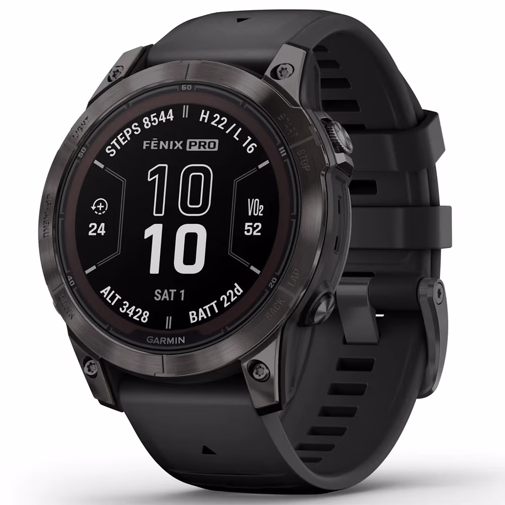 Garmin Fenix 7 Pro - Sapphire Solar, Carbon Grey DLC Titanium with Black Band 