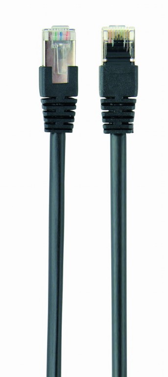 Patch Cord FTP Cat.5e 1m - black, PP22-1M/BK, Gembird, molded strain relief 50u" plugs photo 1