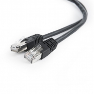 Patch Cord FTP Cat.5e 1m - black, PP22-1M/BK, Gembird, molded strain relief 50u" plugs thumbnav 2