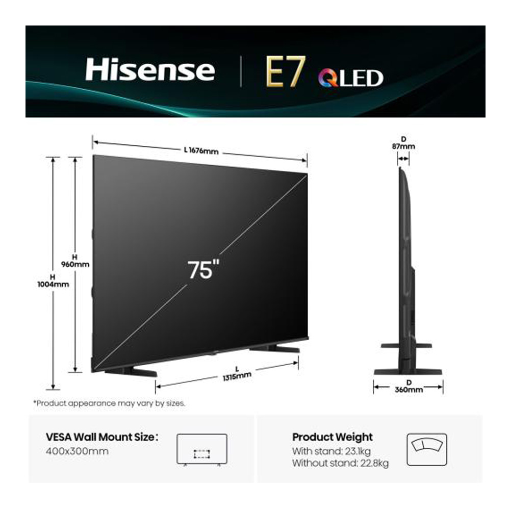 Televizor Hisense 75E7Q / 75" / QLED / UHD 4K photo 3